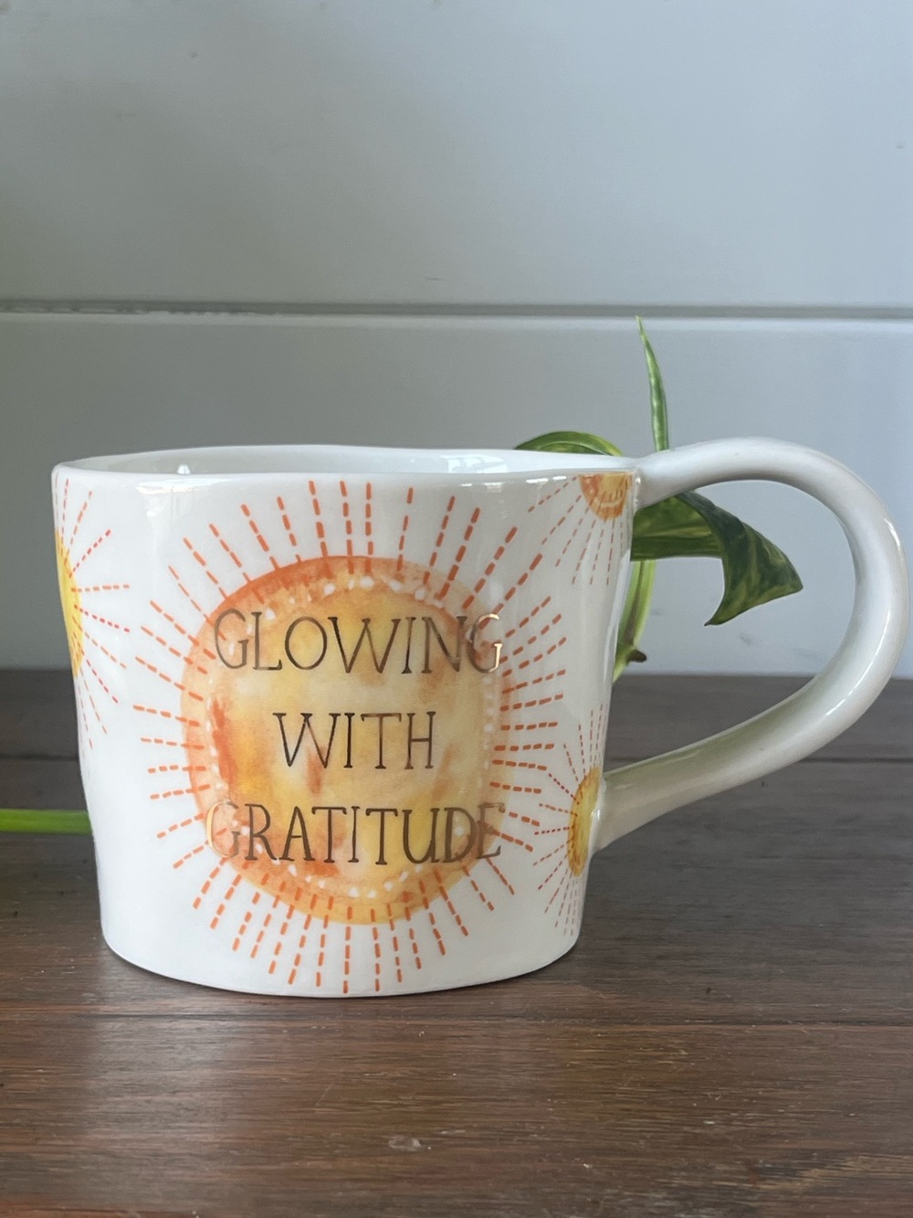 Anthropology, grateful for every little thing “glowing with gratitude” mug